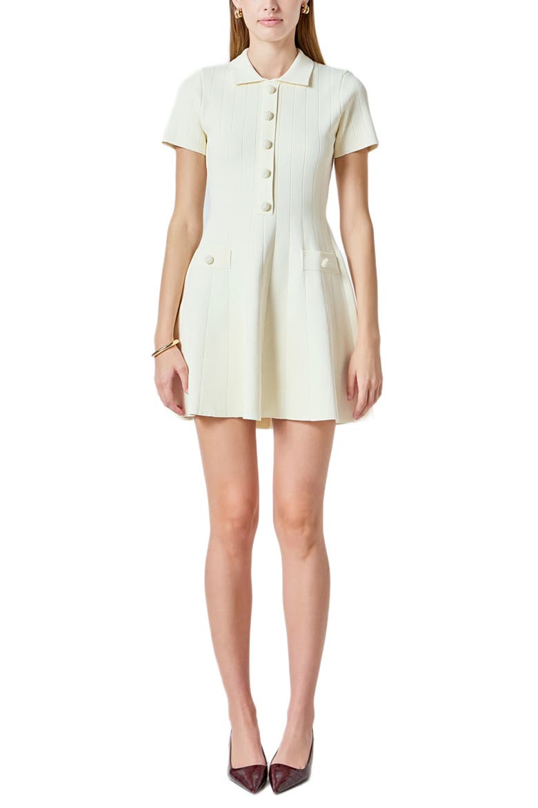 Fit & Flare Knit Minidress, Main, color, IVORY
