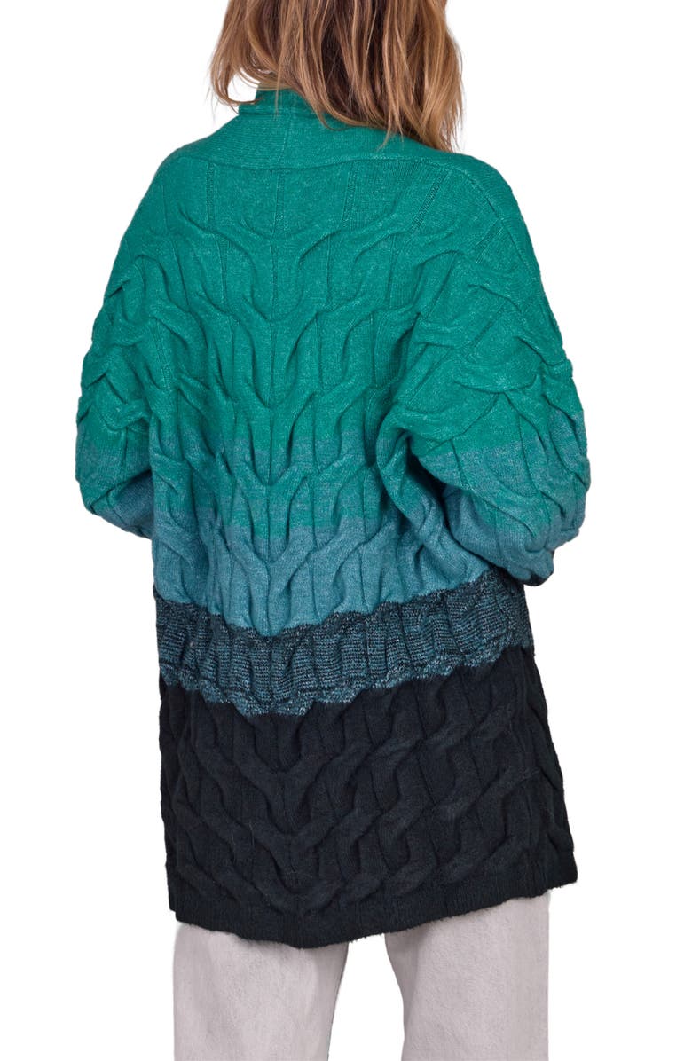 SAACHI Coloblock Cable Knit Cardigan, Alternate, color, Green