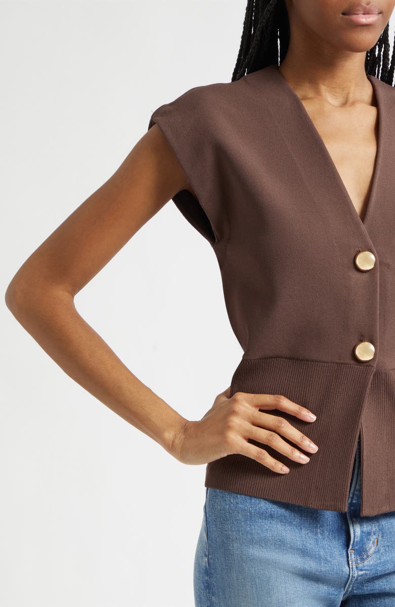 Veronica Beard Isador Sweater Vest, Alternate, color, Dark Mocha