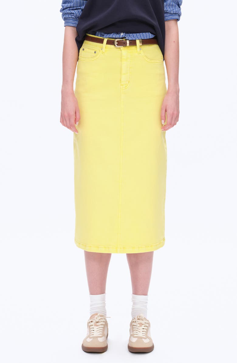 Bayeas Slit Hem Denim Midi Skirt, Main, color, Lemon