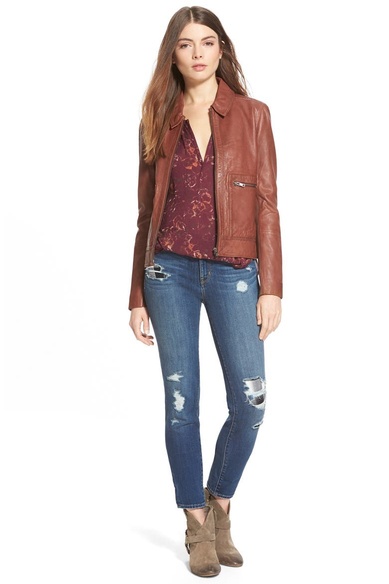 Treasure&Bond Plaid Patch Destroyed Skinny Jeans, Alternate, color, RANCHER RAIN DUSK RIP N REPAIR