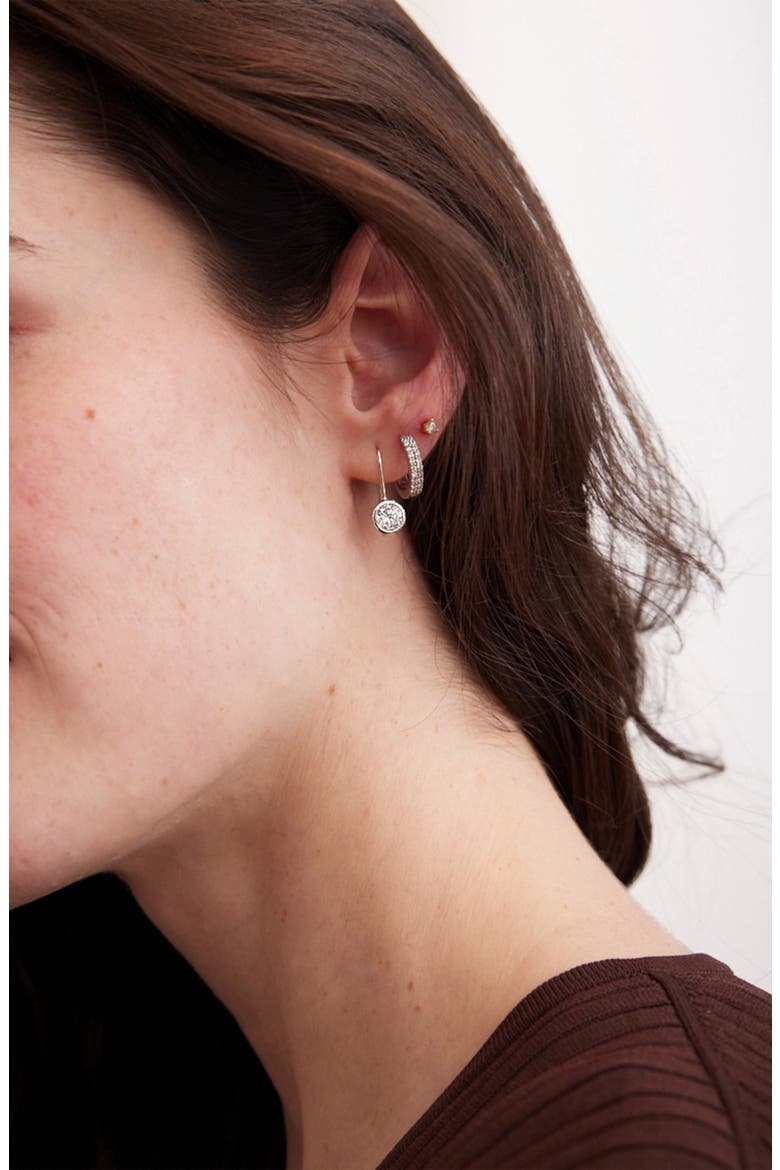 Mini Fallon Bezel Earrings, Alternate, color, SILVER