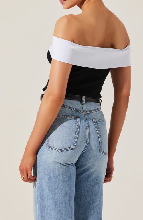 Astr The Label Rochelle Off The Shoulder Sweater In Black White