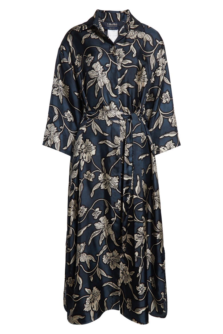 Peonia Print Silk Twill Shirtdress, Alternate, color, MIDNIGHT BLUE