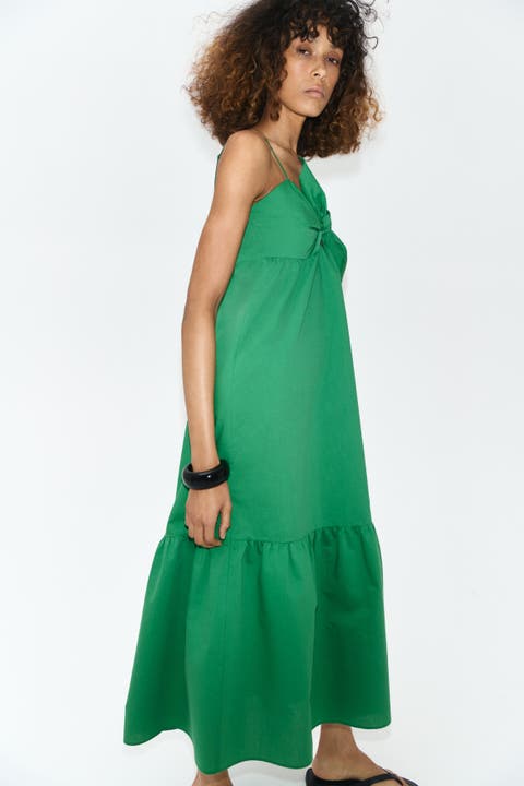 Tie-detail Tiered Dress