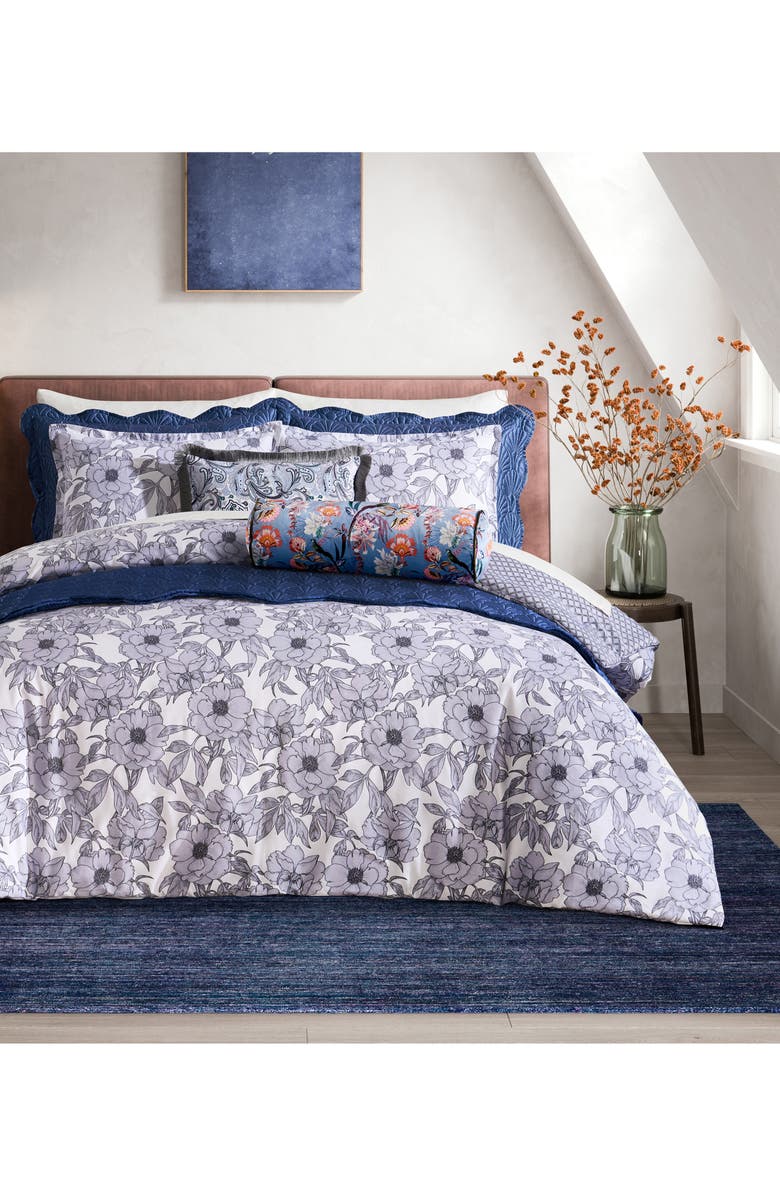 Ted Baker Mood Floral Duvet Cover & Pillow Shams Set, Alternate, color, Deep Blue