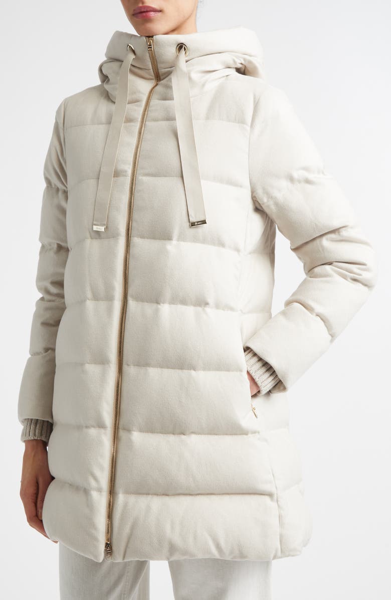 Herno Silk & Cashmere Down Parka with Wool Blend Rib Bib, Alternate, color, Chantilly