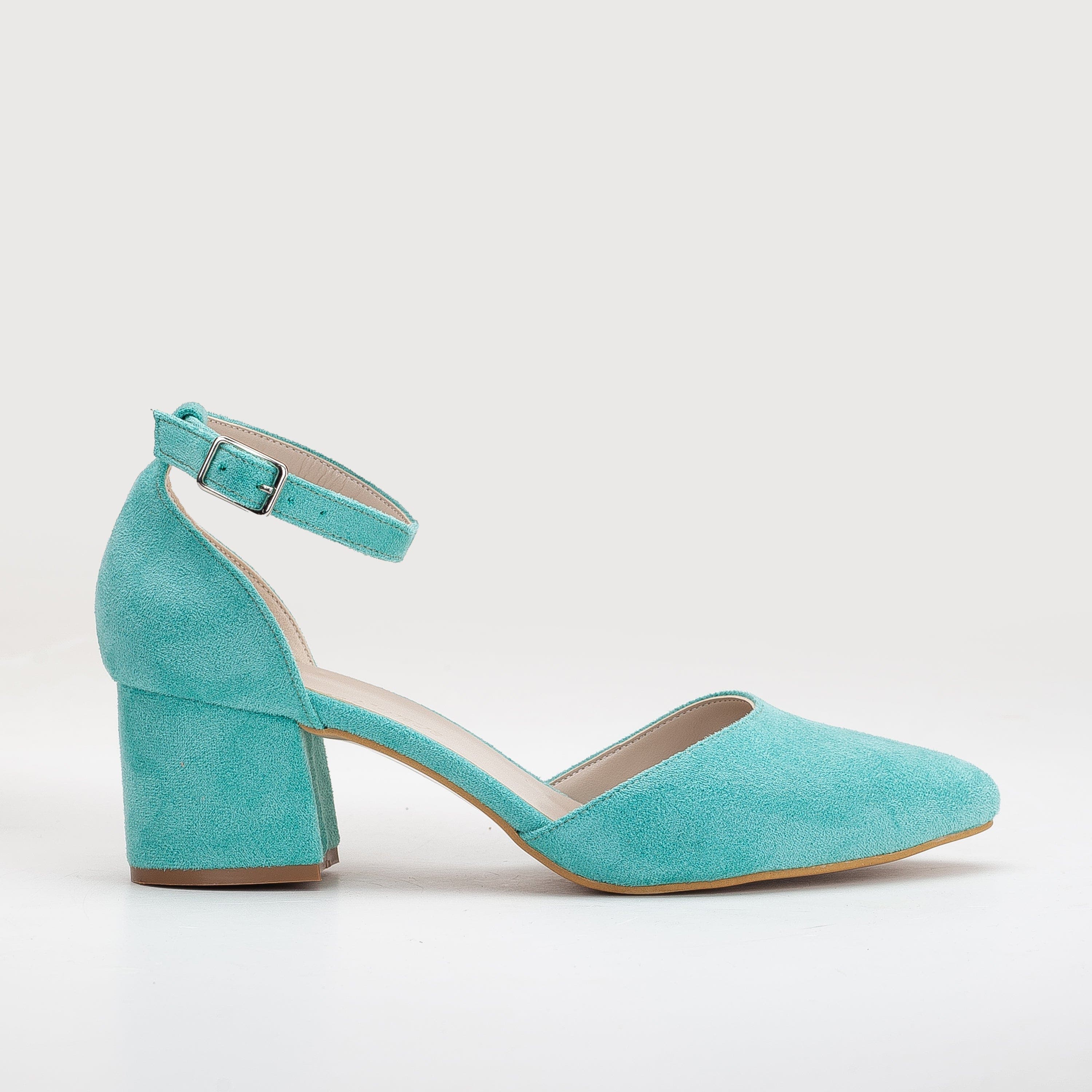 Miranda Low Block Heels with Pearls, Alternate, color, aqua blue