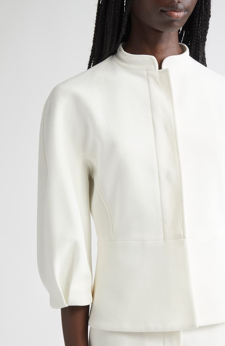 Max Mara Nastro Knit Peplum Jacket, Alternate, color, White