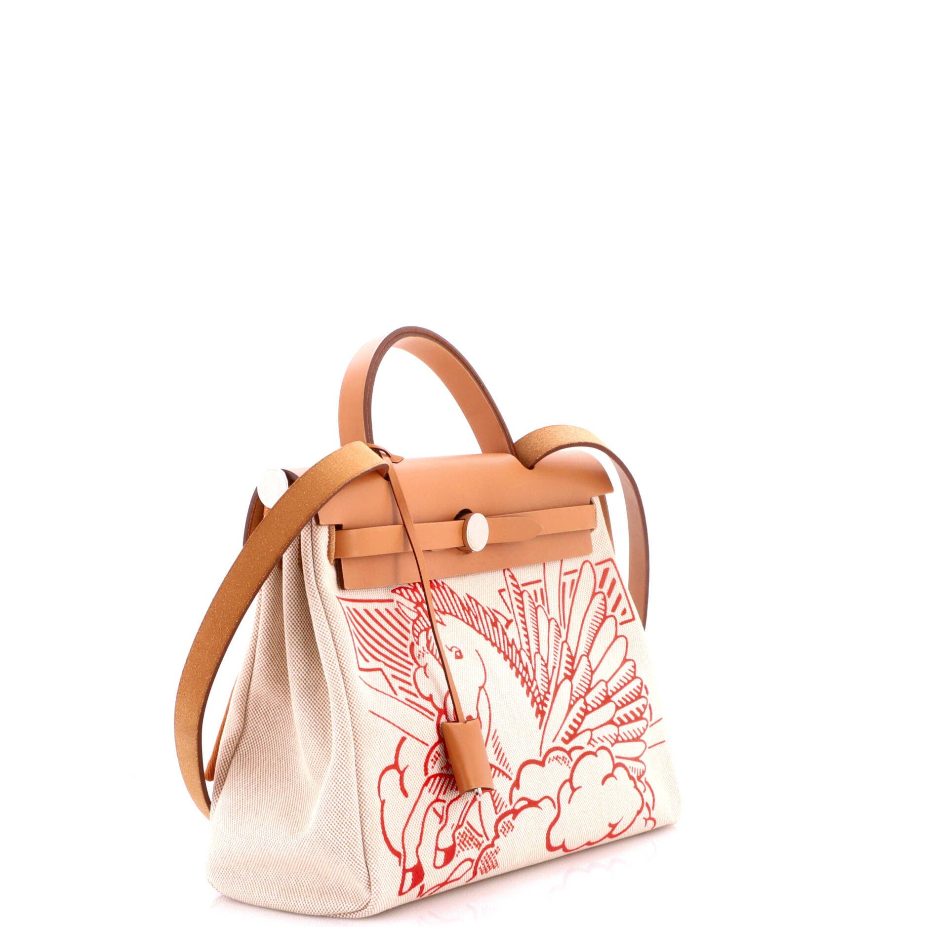 Herbag Zip Pegase Pop Toile and Leather 31, Alternate, color, White