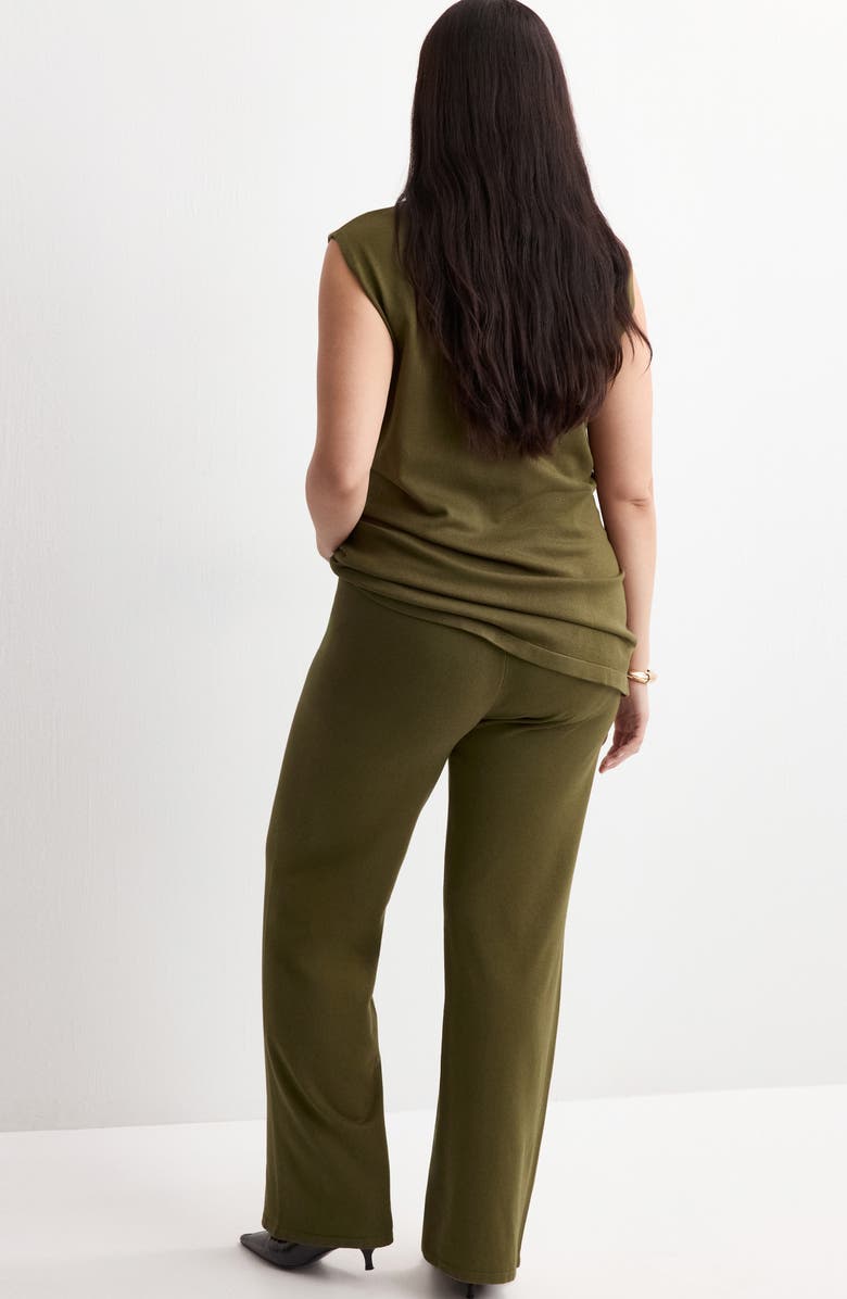 MANGO Pull-On Straight Leg Knit Pants, Alternate, color, Khaki Green