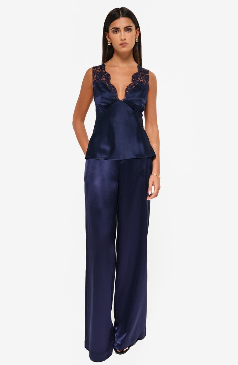 CAMI NYC Reza Lace Trim Silk Charmeuse Camisole, Alternate, color, 