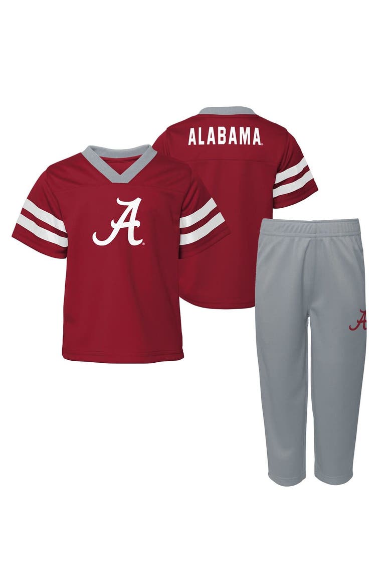 Toddler Outerstuff Crimson/Gray Alabama Crimson Tide Red Zone Two-Piece V-Neck Top and Pants Set, Main, color, Crimson