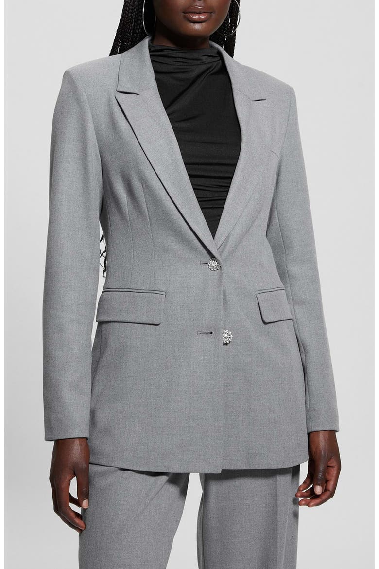 Doris Rhinestone Button Blazer, Main, color, CLOUDY GREY HEATHER