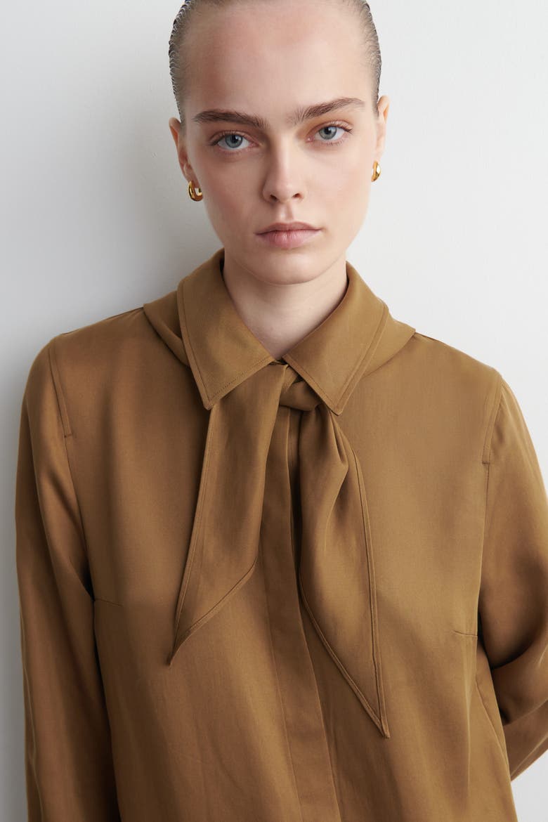 Scarf-Detail Dropped-Waist Mini Dress, Alternate, color, BROWN