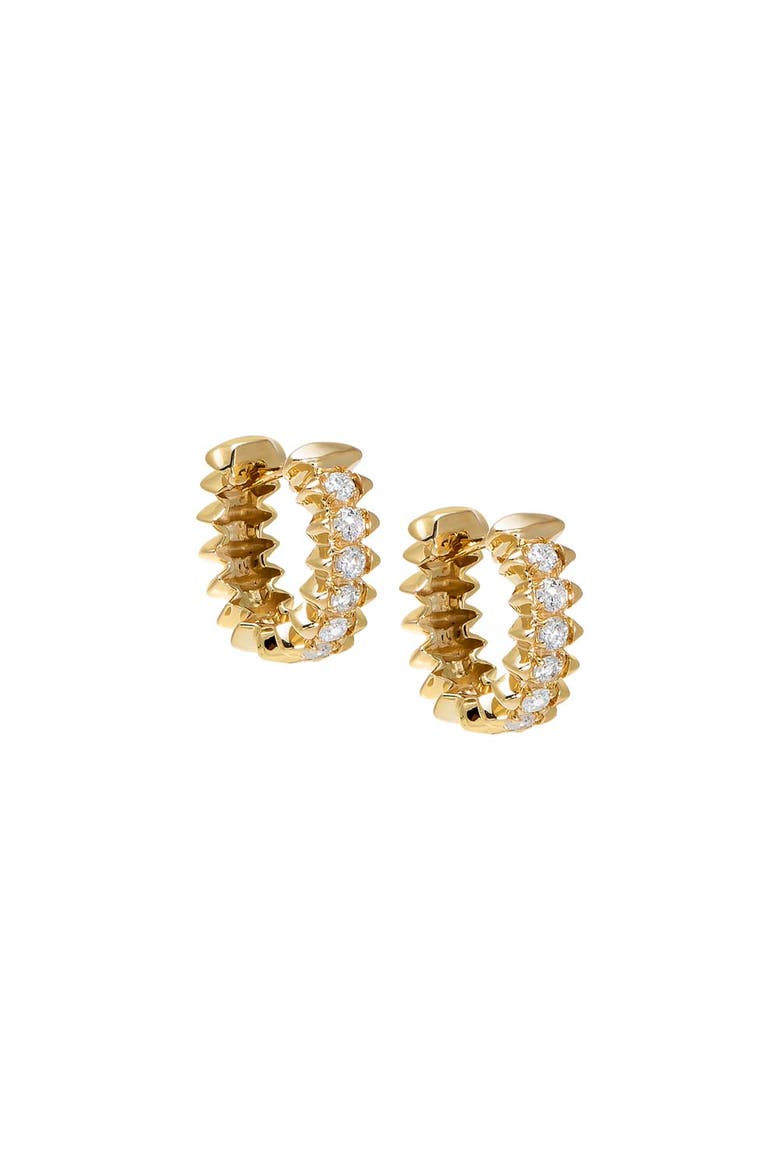 Diamond Spiked Huggie Earring 14K, Main, color, 14K Gold