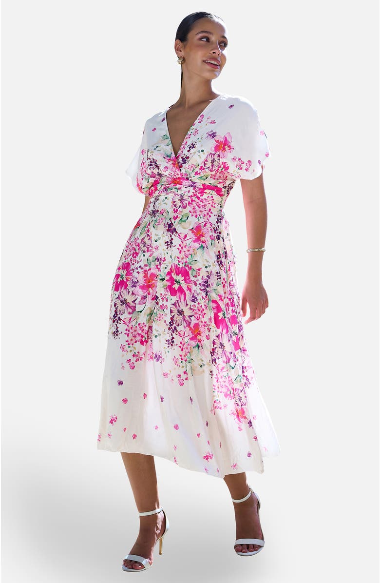 Yumi Floral Print Midi Dress, Main, color, Pink
