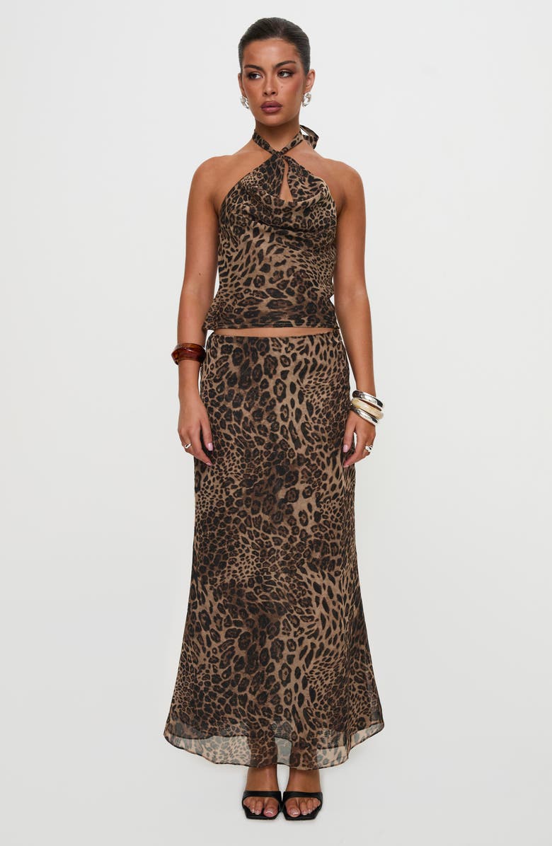 Princess Polly Eleganza Leopard Print Maxi Skirt, Alternate, color, 