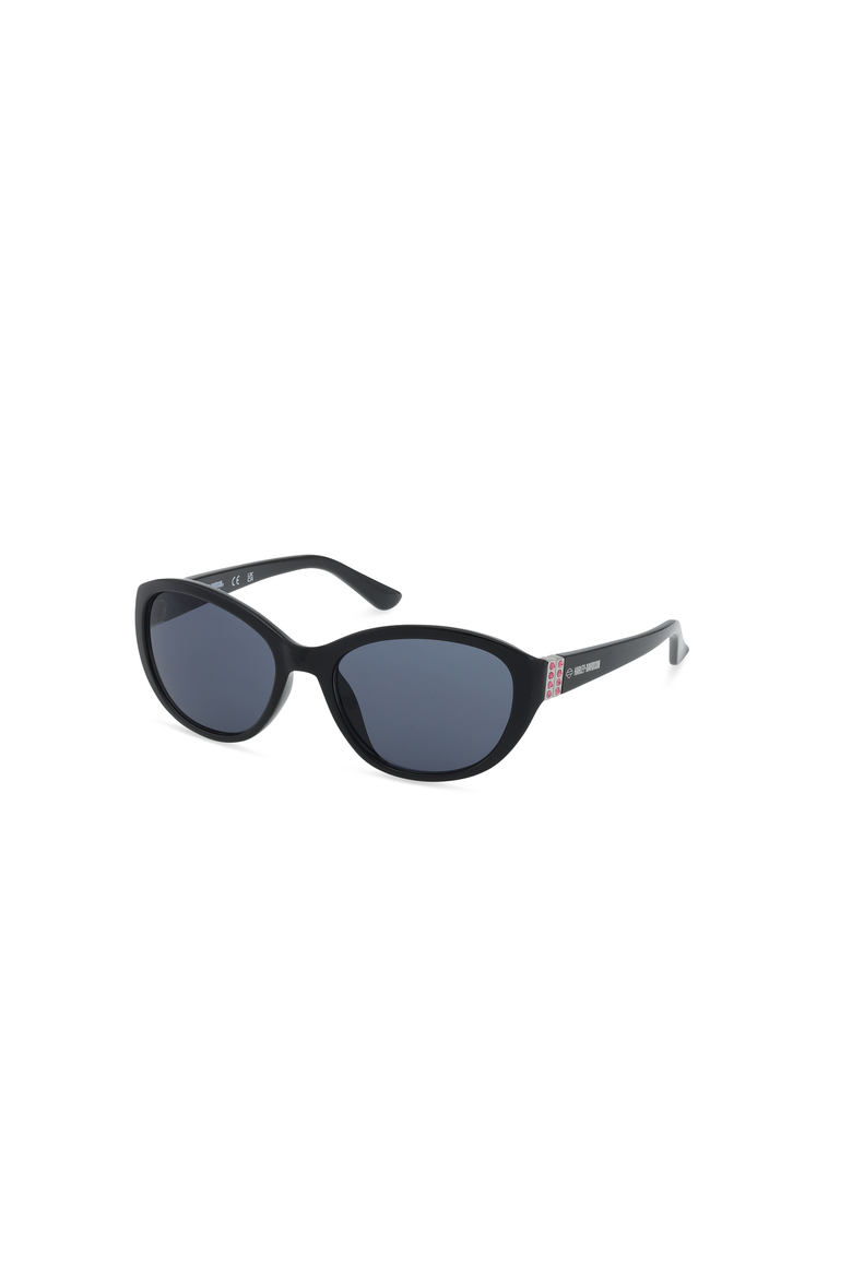 Oval Acetate Sunglasses, Alternate, color, Shiny Black / Smoke