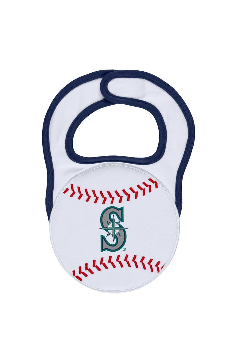 WEAR by Erin Andrews Newborn & Infant WEAR by Erin Andrews White Seattle Mariners Sleep & Play Full-Zip Footed Jumper with Bib, Alternate, color, 