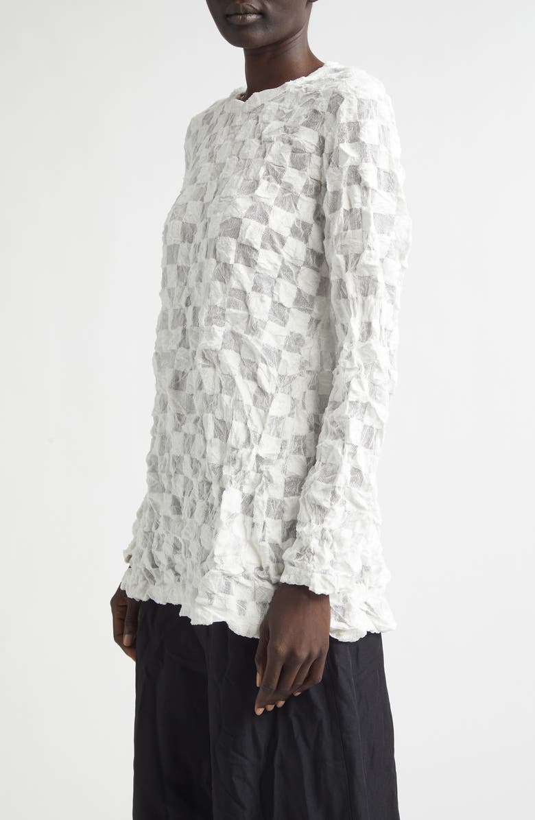Comme des Garçons Comme des Garçons Raschel Knit Crushed Ruffle Top, Alternate, color, White