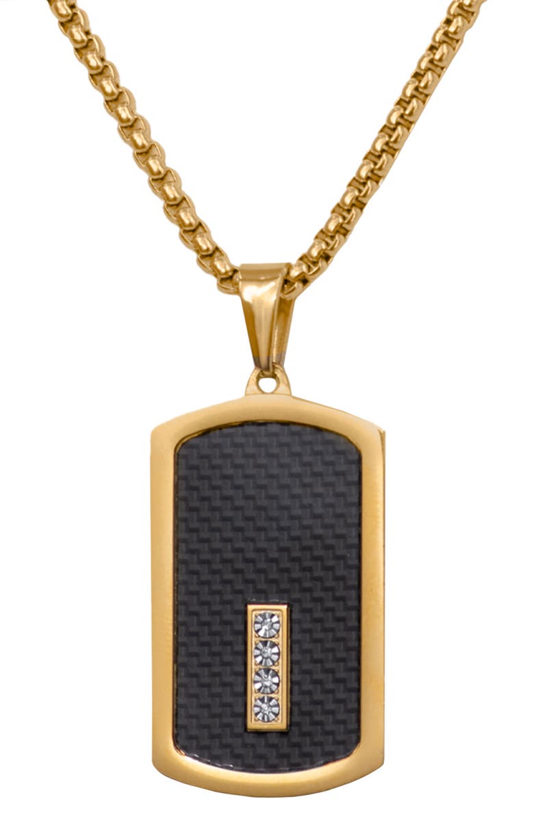 AMERICAN EXCHANGE Men's Stainless Steel Diamond Dog Tag Pendant Necklace - 0.1ct., Alternate, color,