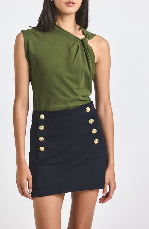 Reyna Stretch Cotton Twill Sailor Miniskirt