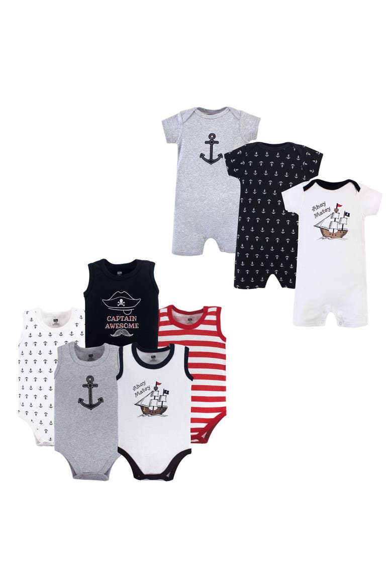 Cotton Bodysuits and Rompers, 8-Piece, Main, color, Pirate Ship