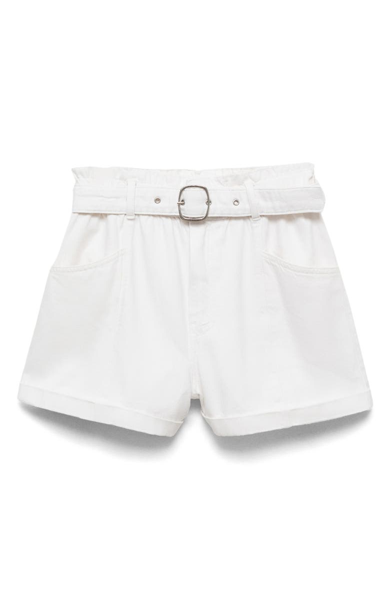 MANGO Paperbag Waist Belted Twill Shorts, Alternate, color, 