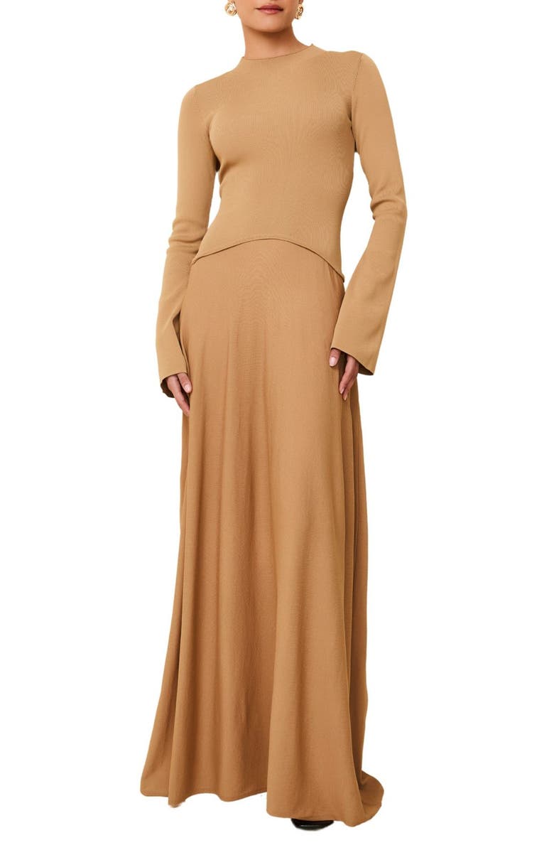 Solid & Striped The Soglio Long Sleeve Maxi Dress, Main, color, Camel
