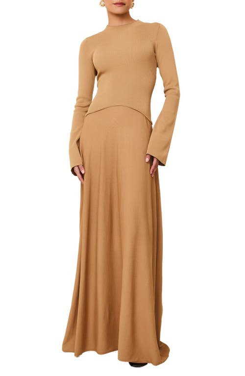 Solid & Striped The Soglio Long Sleeve Maxi Dress In Camel