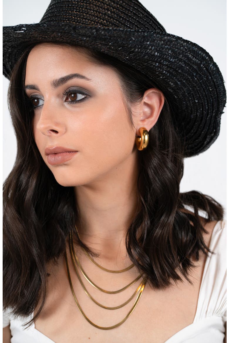 Davinci Layered Herringbone Chain Necklace, Alternate, color, YELLOW