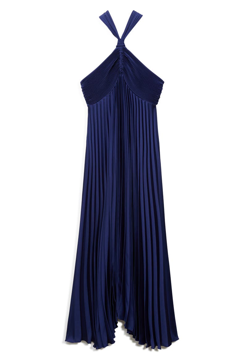 Pleated Sleeveless Maxi Dress, Alternate, color, DARK BLUE