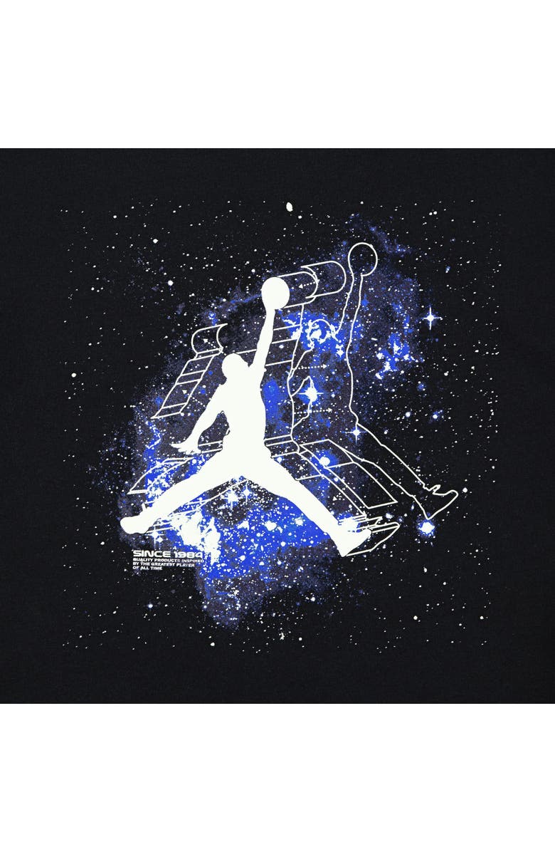 Jordan Kids' Sky Is Not the Limit Glow in the Dark Graphic T-Shirt, Alternate, color, Black