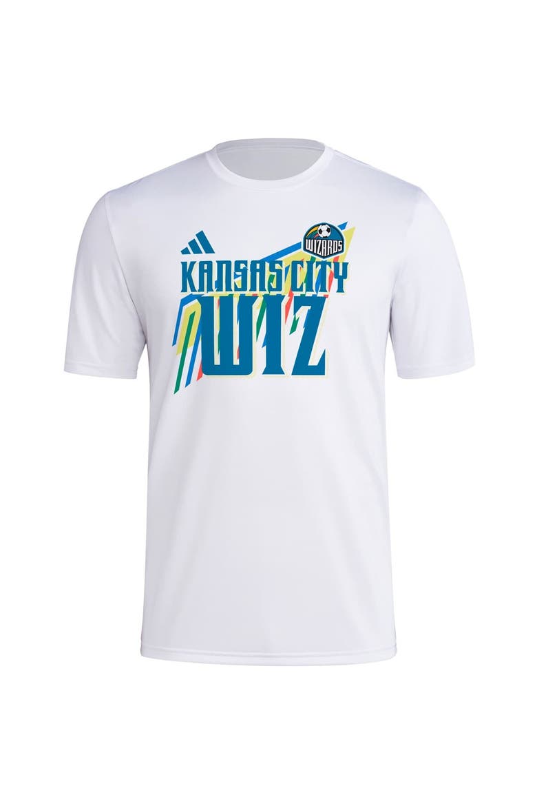 Men's adidas White Sporting Kansas City 2024 Jersey Hook Pre-Match T-Shirt, Alternate, color, White