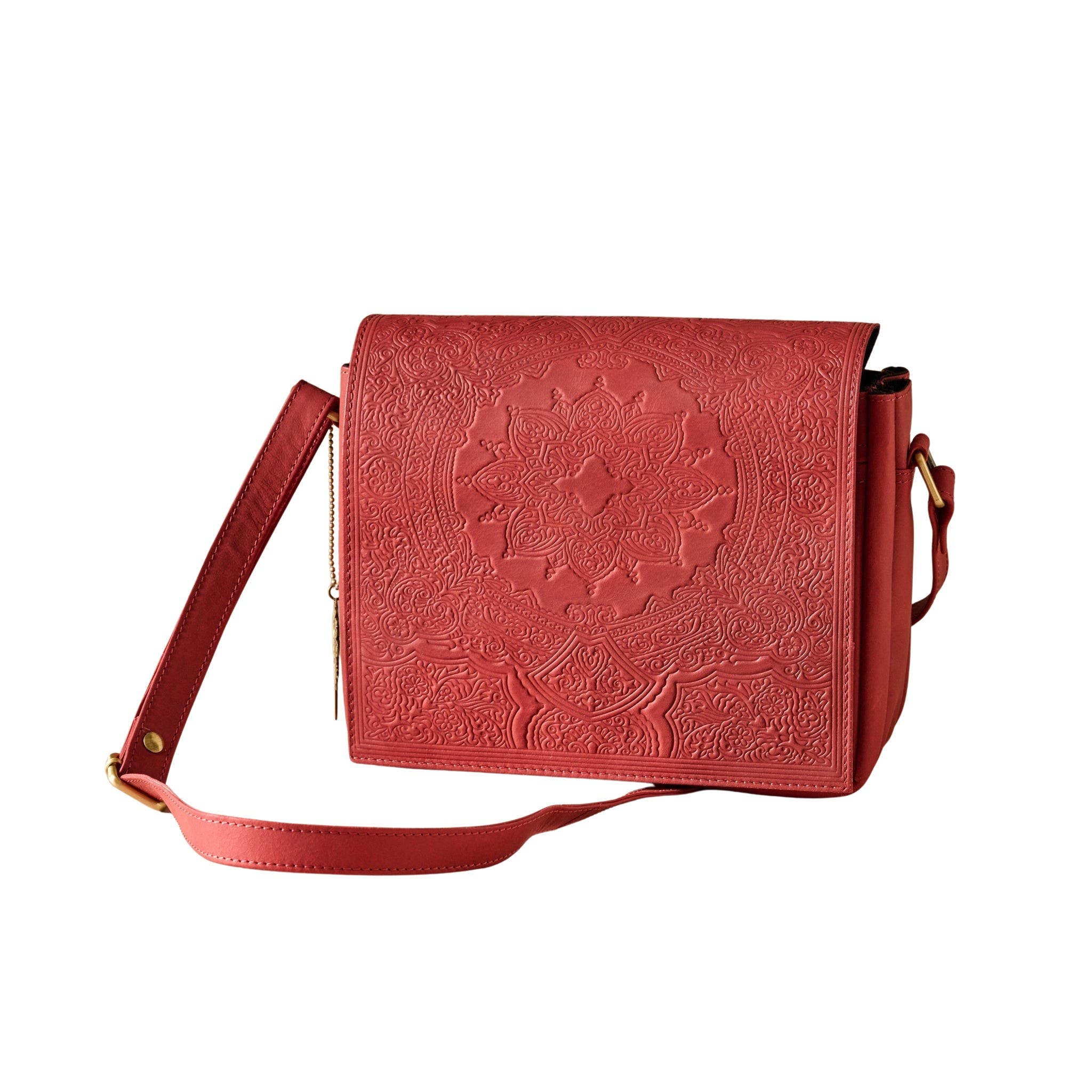 Kohra Embossed Leather Crossbody Bag, Main, color, Red