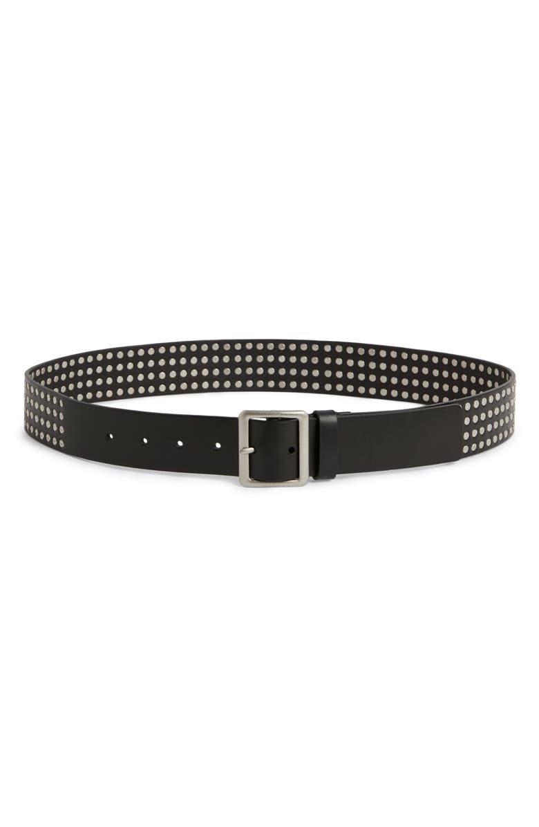 AllSaints Hammered Stud Leather Belt, Main, color,