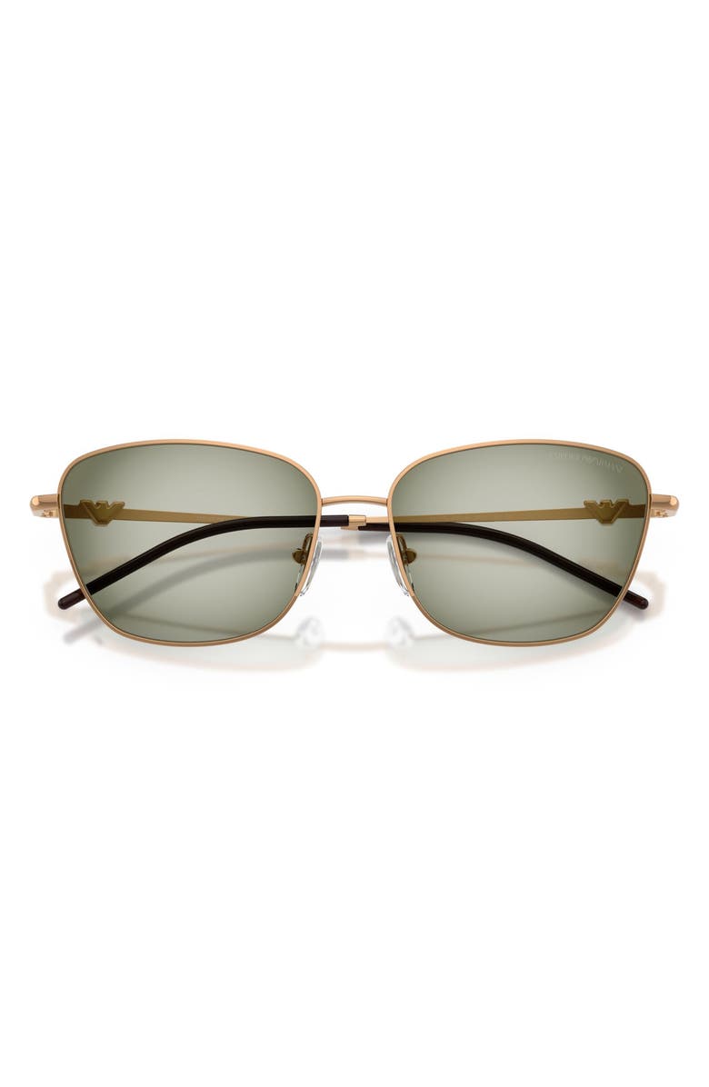 Emporio Armani 57mm Irregular Sunglasses, Alternate, color, Shiny Metalized Brown / Green