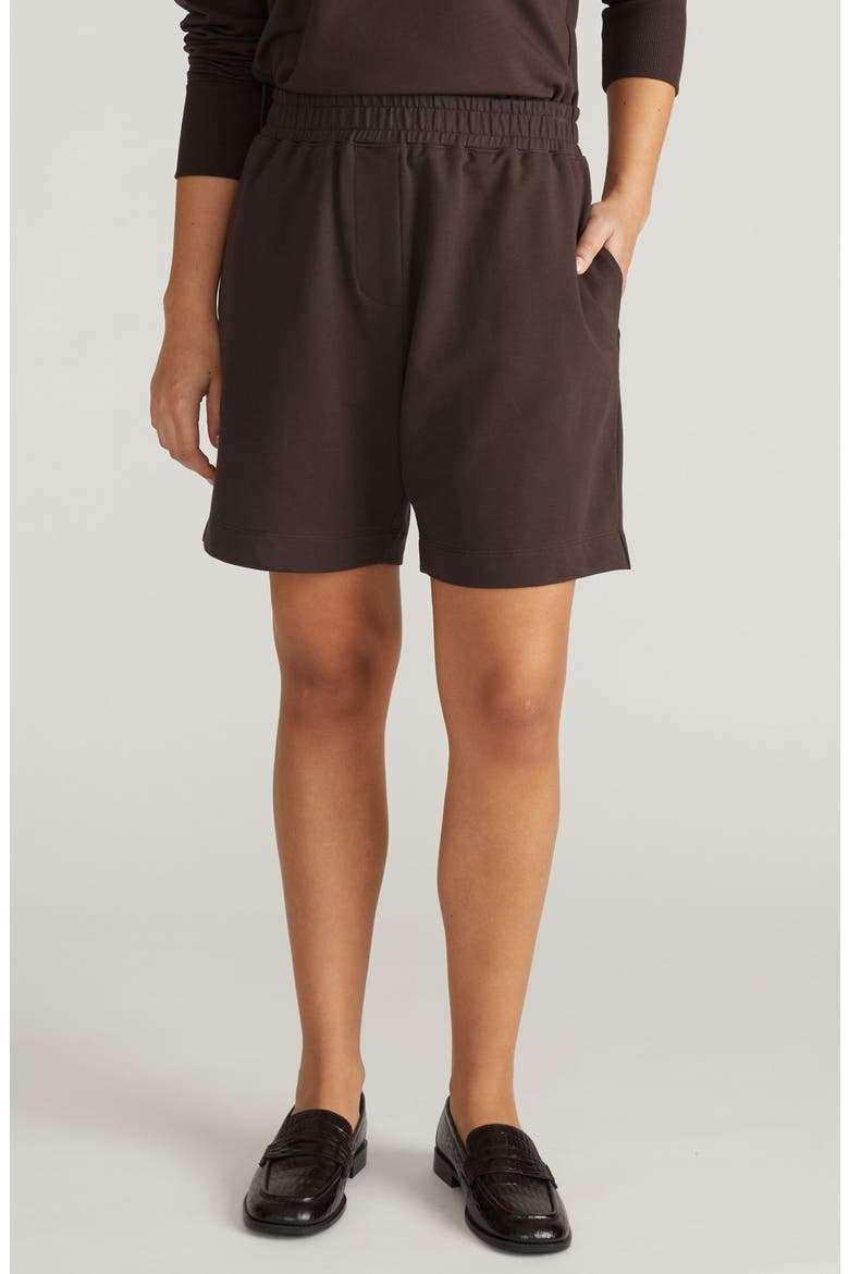 Hayes Stretch Cotton Sweat Shorts, Main, color, DARKEST BROWN
