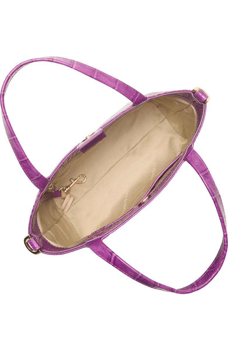 Brahmin Small Mona Croc Embossed Leather Tote, Alternate, color, Purple