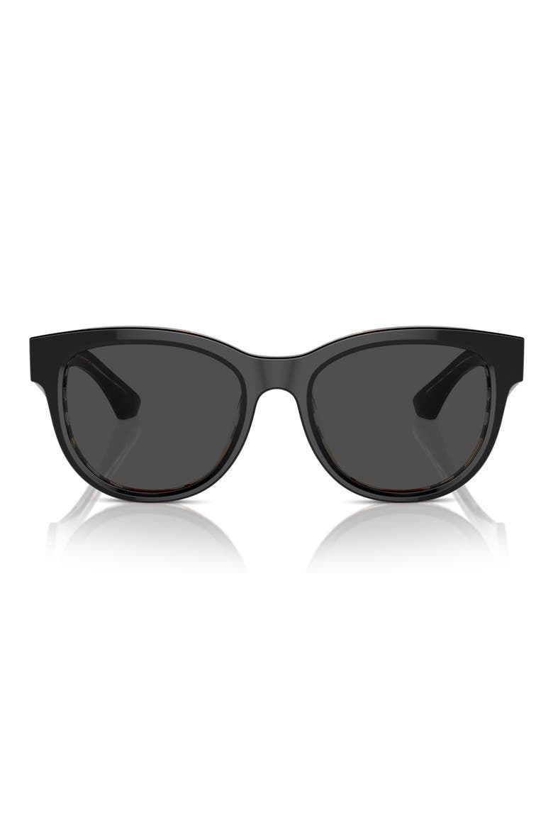 54mm Round Sunglasses, Main, color, SHINY BLACK