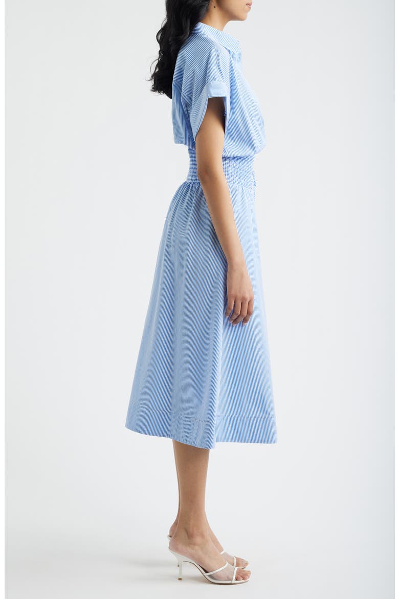 Stripe Smocked Waist Cotton Midi Dress, Alternate, color, ASTER