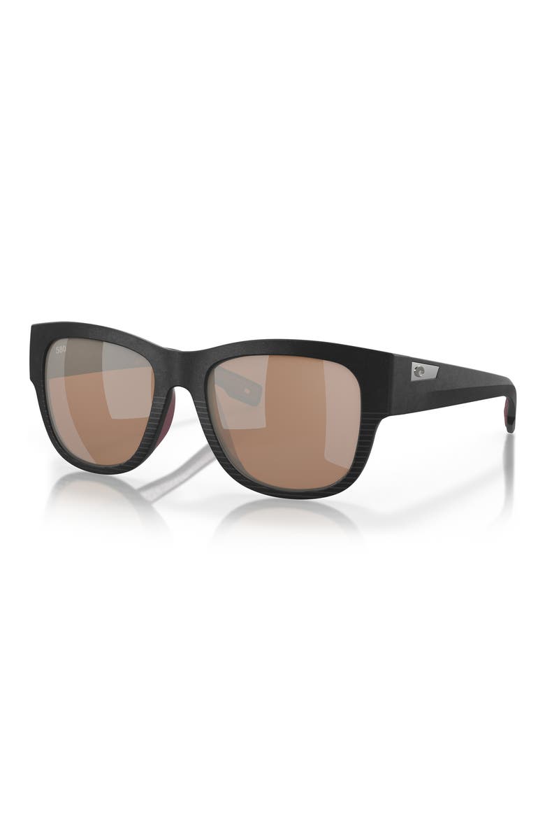Caleta 55mm Polarized Mirrored Sunglasses, Alternate, color, NET BLACK / COPPER SILVER 580G