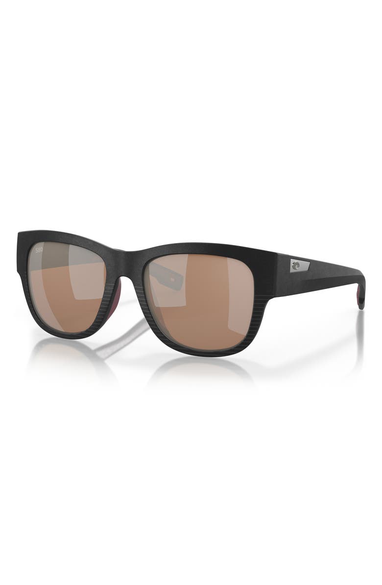 Costa Del Mar Caleta 55mm Polarized Mirrored Sunglasses, Alternate, color, Net Black / Copper Silver 580G