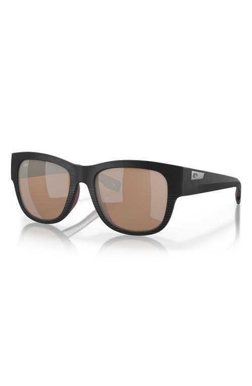 Costa Del Mar Caleta 55mm Polarized Mirrored Sunglasses In Black