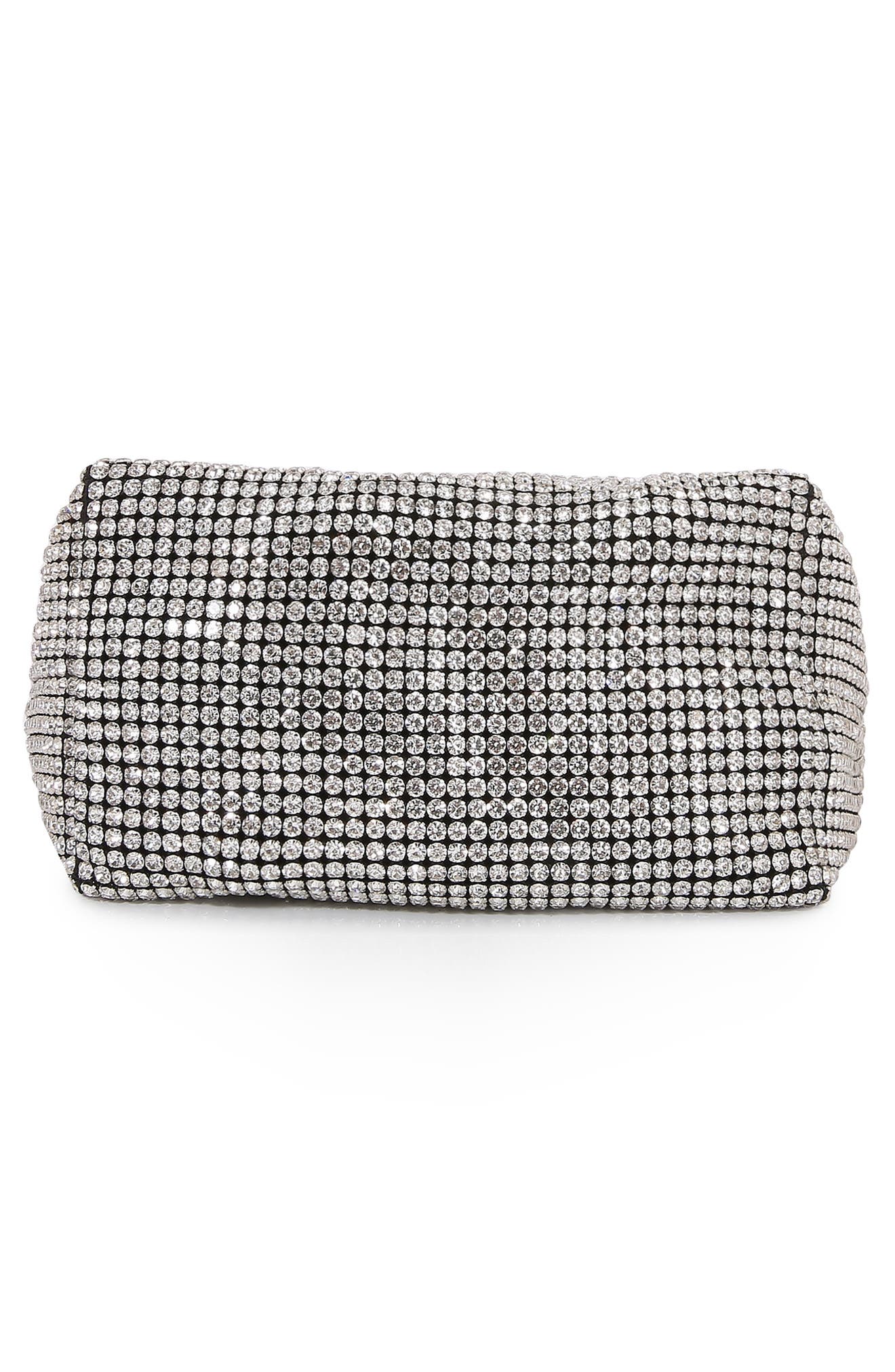 Knotted Handle Rhinestone Bag, Alternate, color, SILVER