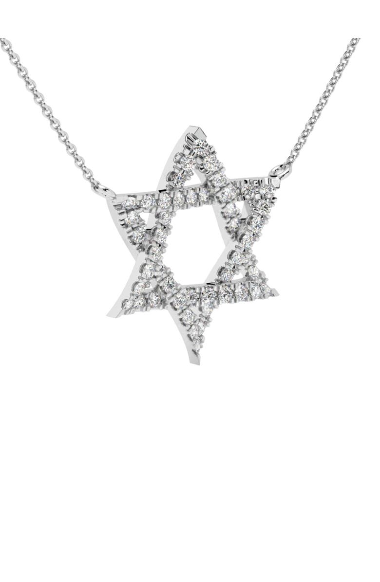 Bliss Diamond 1Ct TW Diamond Jewish Star Pendant 14k Gold Lab Grown Necklace 1" Tall, Alternate, color, 14K White Gold