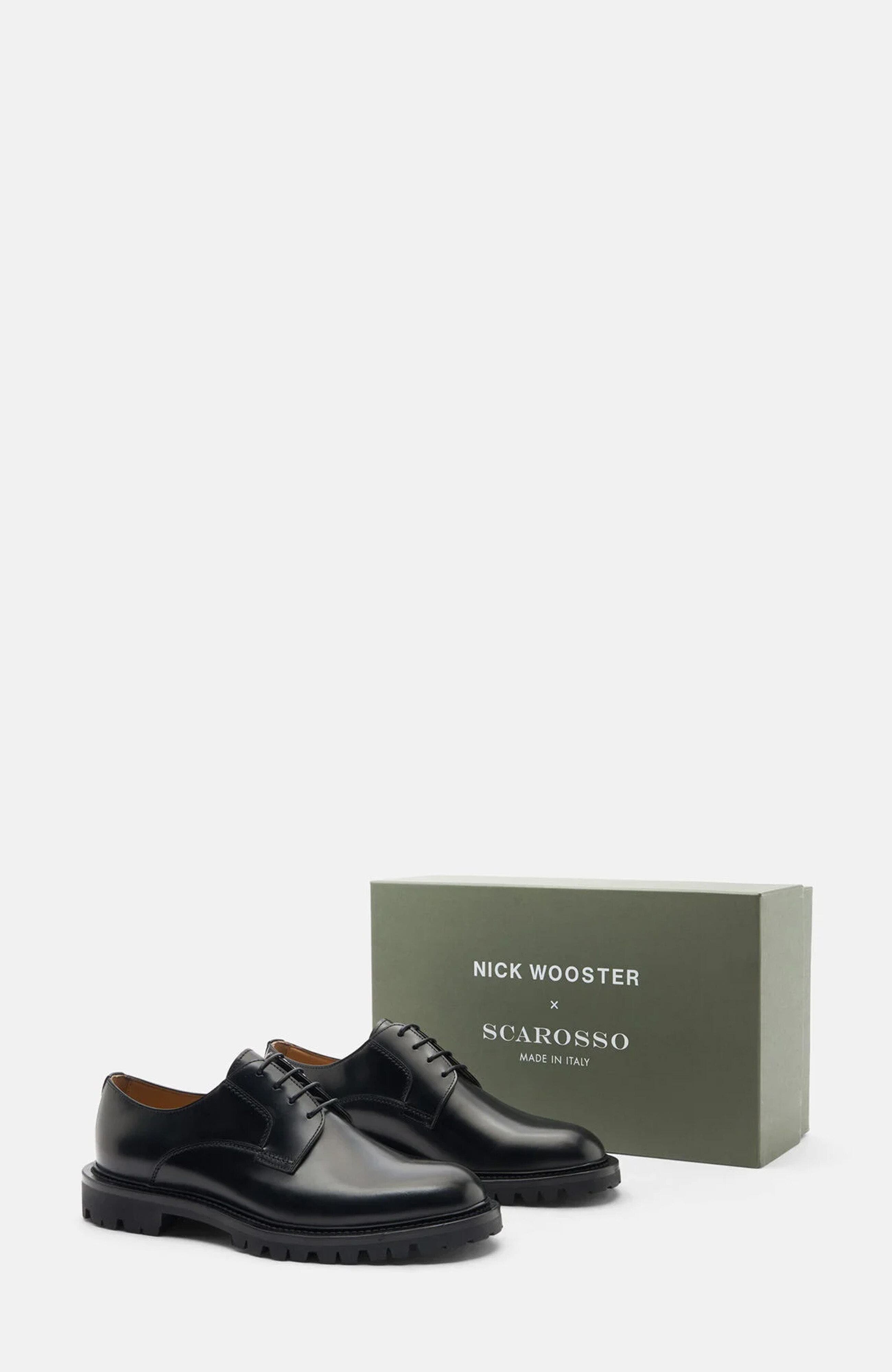 Wooster III Derbies, Alternate, color, Black - Brushed Calf