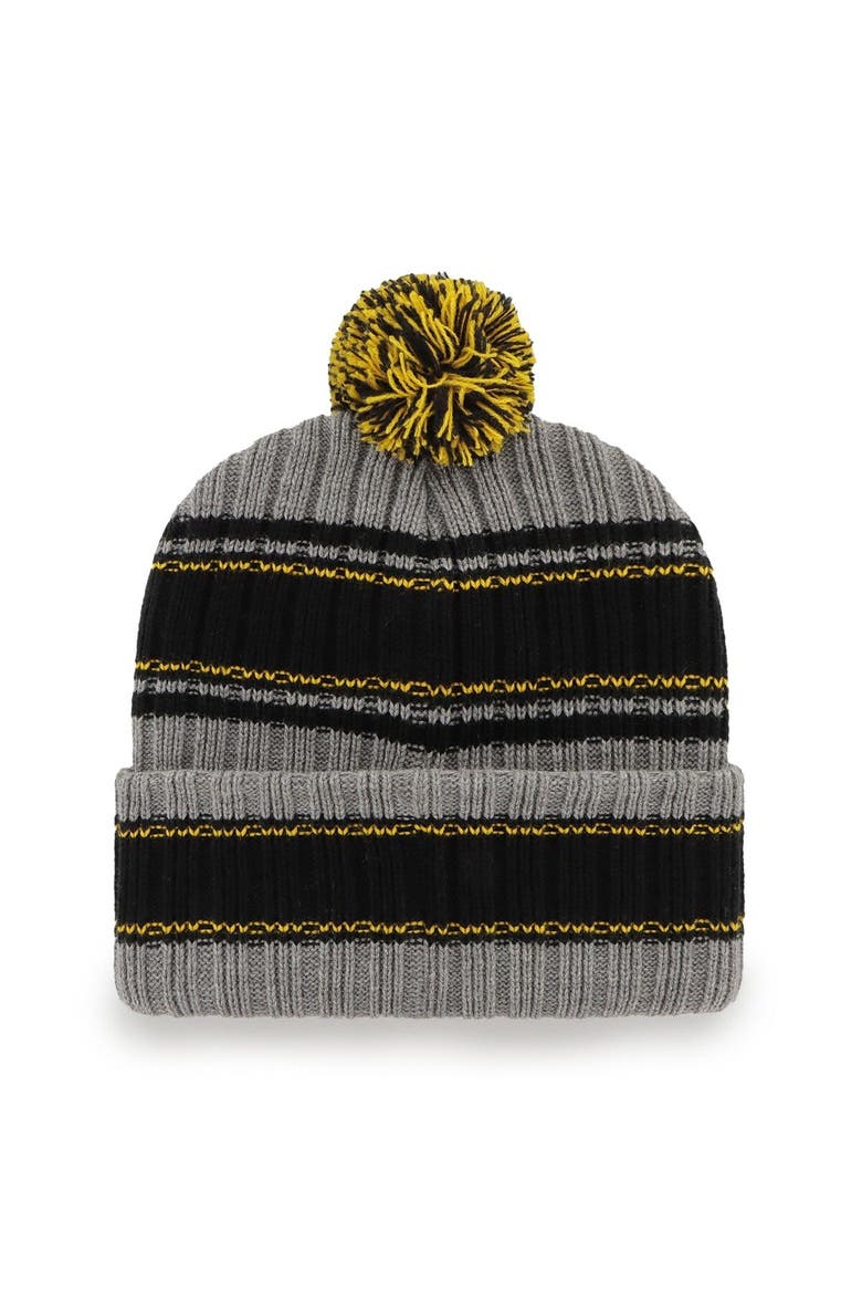 Men's '47  Graphite Pittsburgh Steelers Rexford Cuffed Knit Hat with Pom, Alternate, color, Graphite