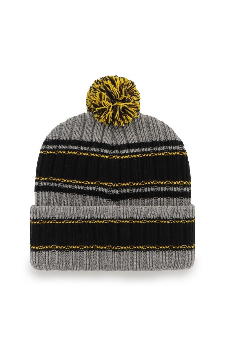 '47 Men's '47 Graphite Pittsburgh Steelers Rexford Cuffed Knit Hat with Pom, Alternate, color,